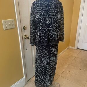 Lisa Rene Black and White Embroidered Dress Set